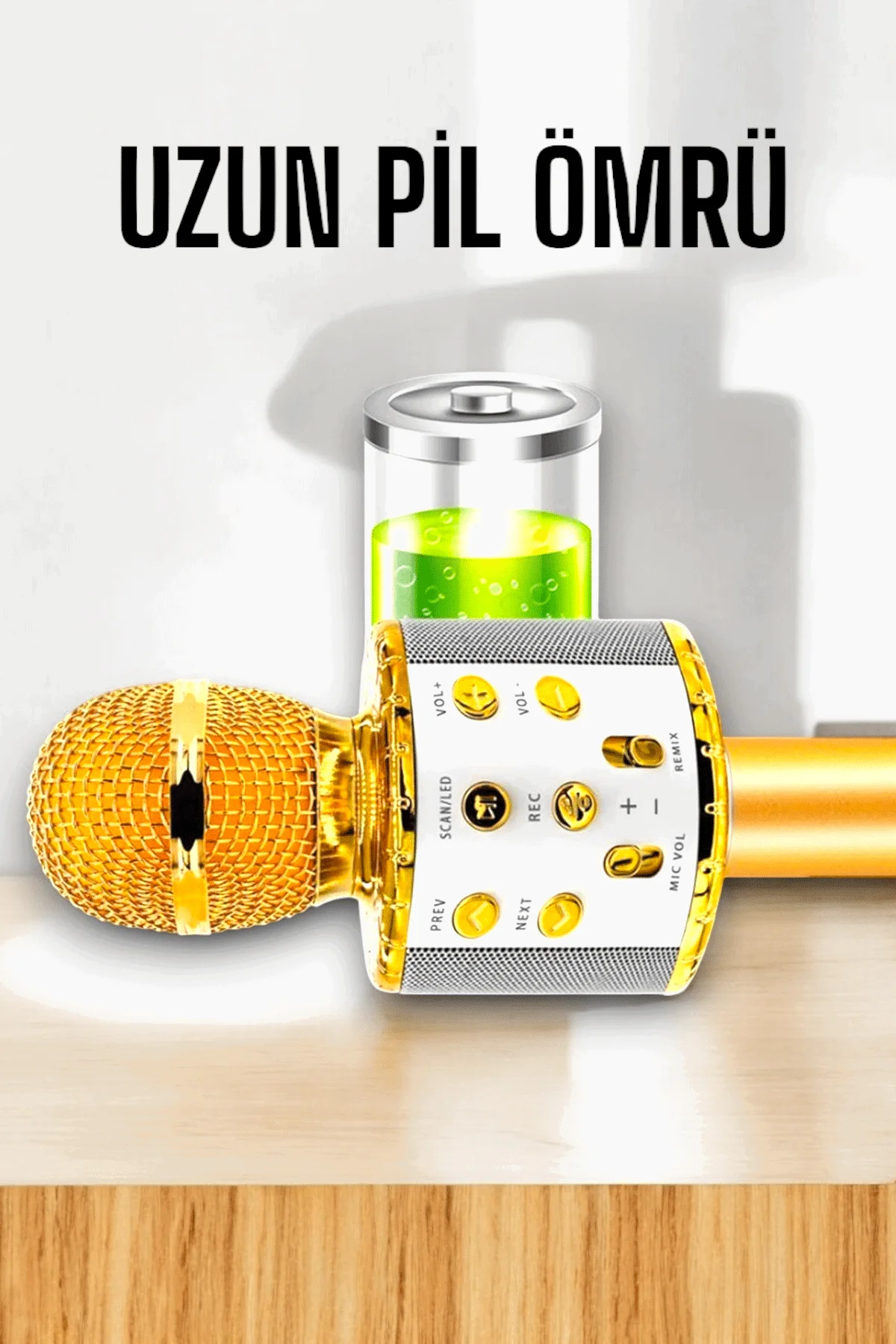 Kablosuz Bluetooth Karaoke Mikrofon USB ve AUX Girişli, Yüksek Ses Kalitesi