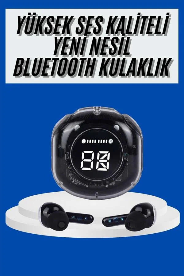 Kablosuz Bluetooth Kulaklık - Hifi Ses Kalitesi, Bluetooth 5.3, LED Ekran ve Kablosuz Şarj