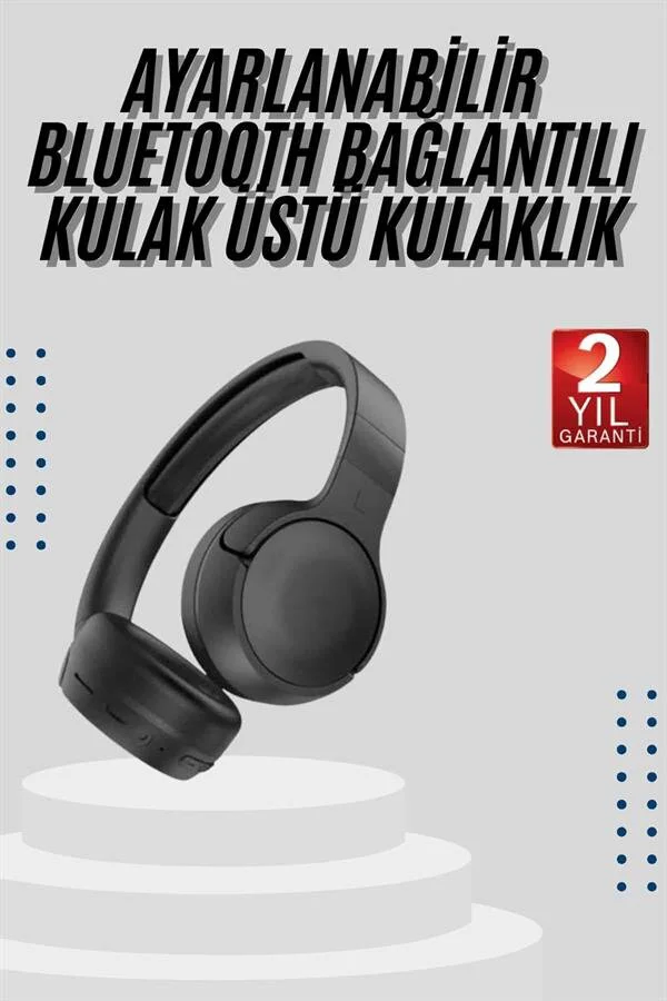 Kablosuz Bluetooth Kulaklık - Kulak Üstü Ayarlanabilir, 18 Saat Pil Ömrü ve Net Ses