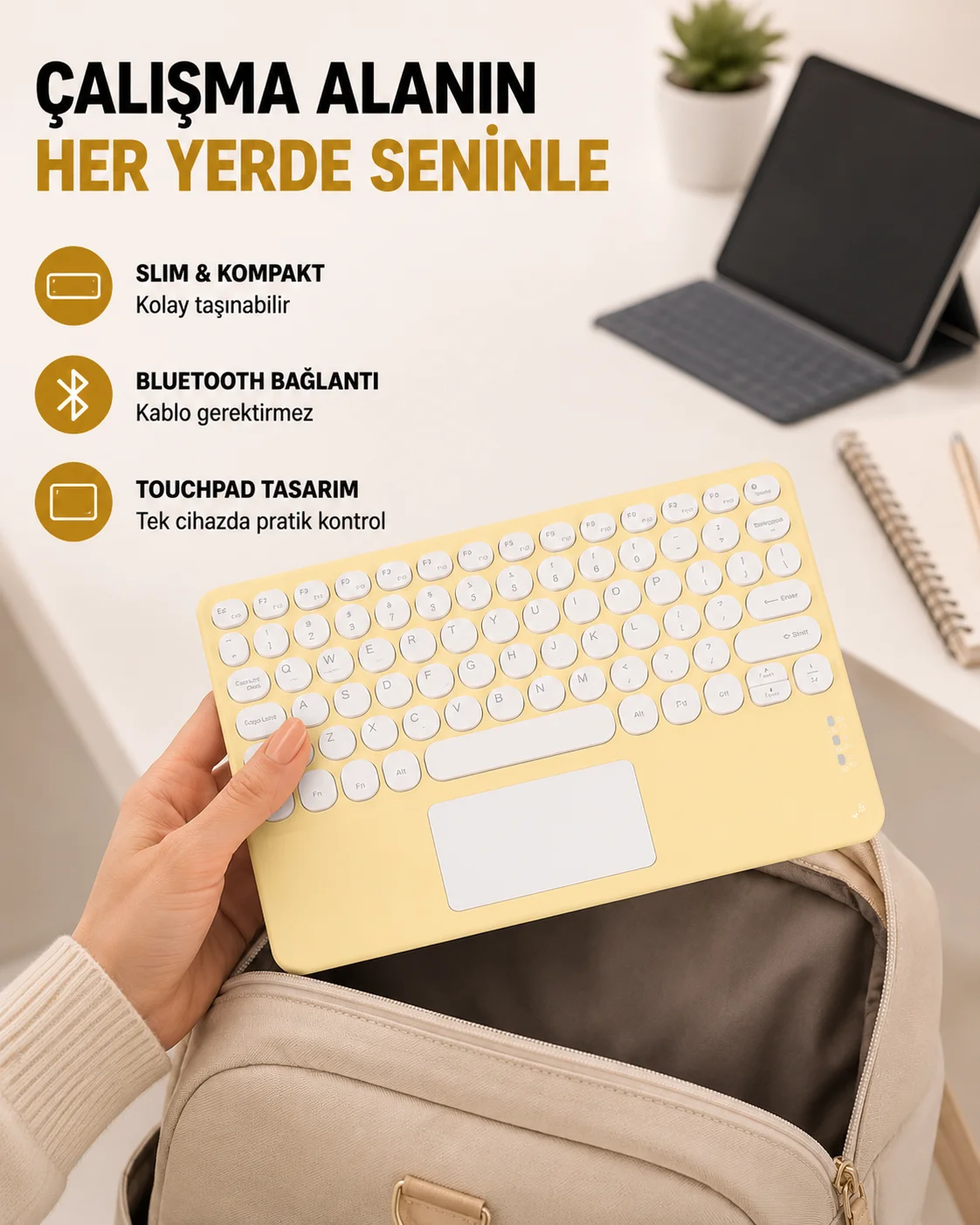 Kablosuz Bluetooth Klavye – Slim Taşınabilir Tasarım Fiyatı, Yorumları ve Özellikleri