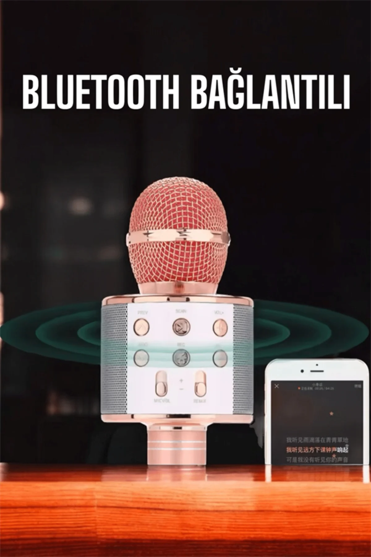 Kablosuz Bluetooth Karaoke Mikrofon Usb Ve Aux Girişli, Yüksek Ses Kalitesi Kablosuz Bluetooth Karaoke Mikrofon Usb Ve Aux Girişli, Yüksek Ses Kalitesi - Görsel 5