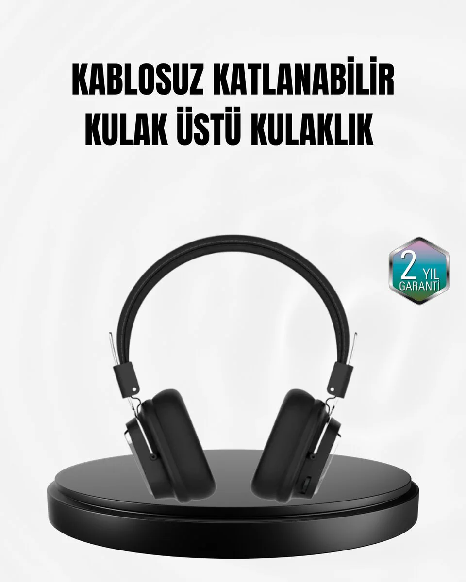 Kablosuz Bluetooth Kulak Üstü Kulaklık - Kristal Ses Kalitesi ve Ergonomik Tasarım