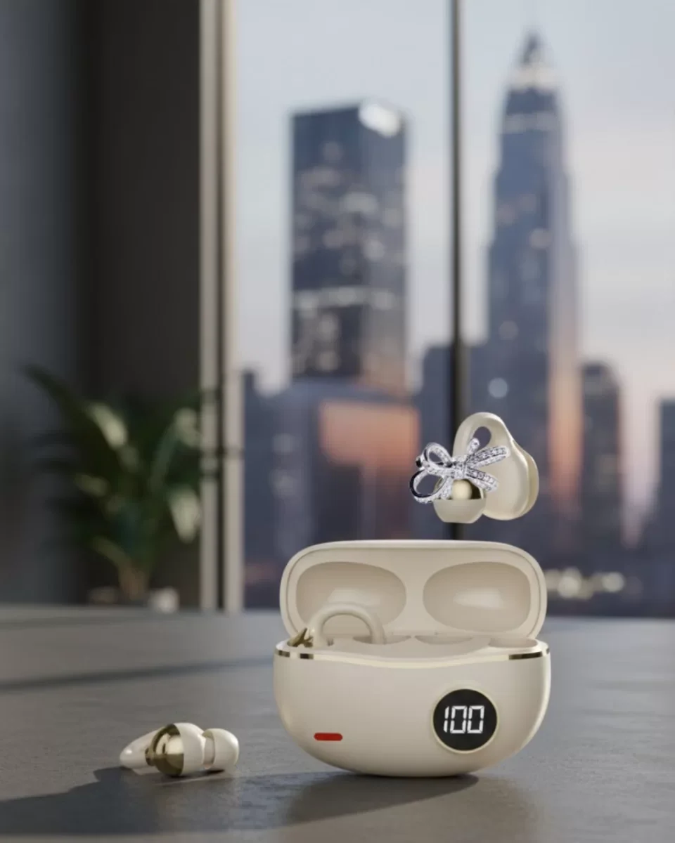 Kablosuz Bluetooth Kulaklık - Kristal Net Ses, Ergonomik Tasarım ve Hediyeli Küpe Seti
