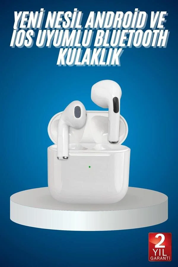 Kablosuz Bluetooth Kulaklık Beyaz – Dokunmatik Kontrol, Çift Mikrofon & 24 Saat Pil Ömrü