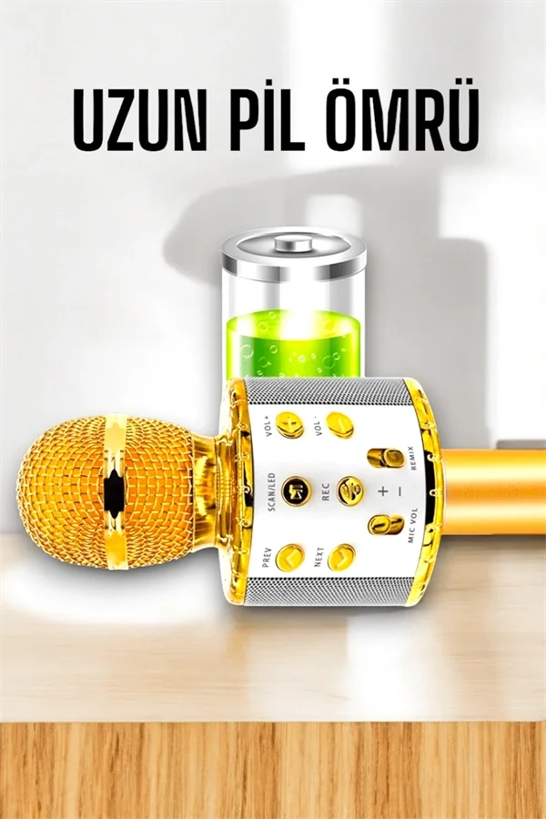 Kablosuz Bluetooth Karaoke Mikrofon USB ve AUX Girişli, Yüksek Ses Kalitesi Kablosuz Bluetooth Karaoke Mikrofon USB ve AUX Girişli, Yüksek Ses Kalitesi