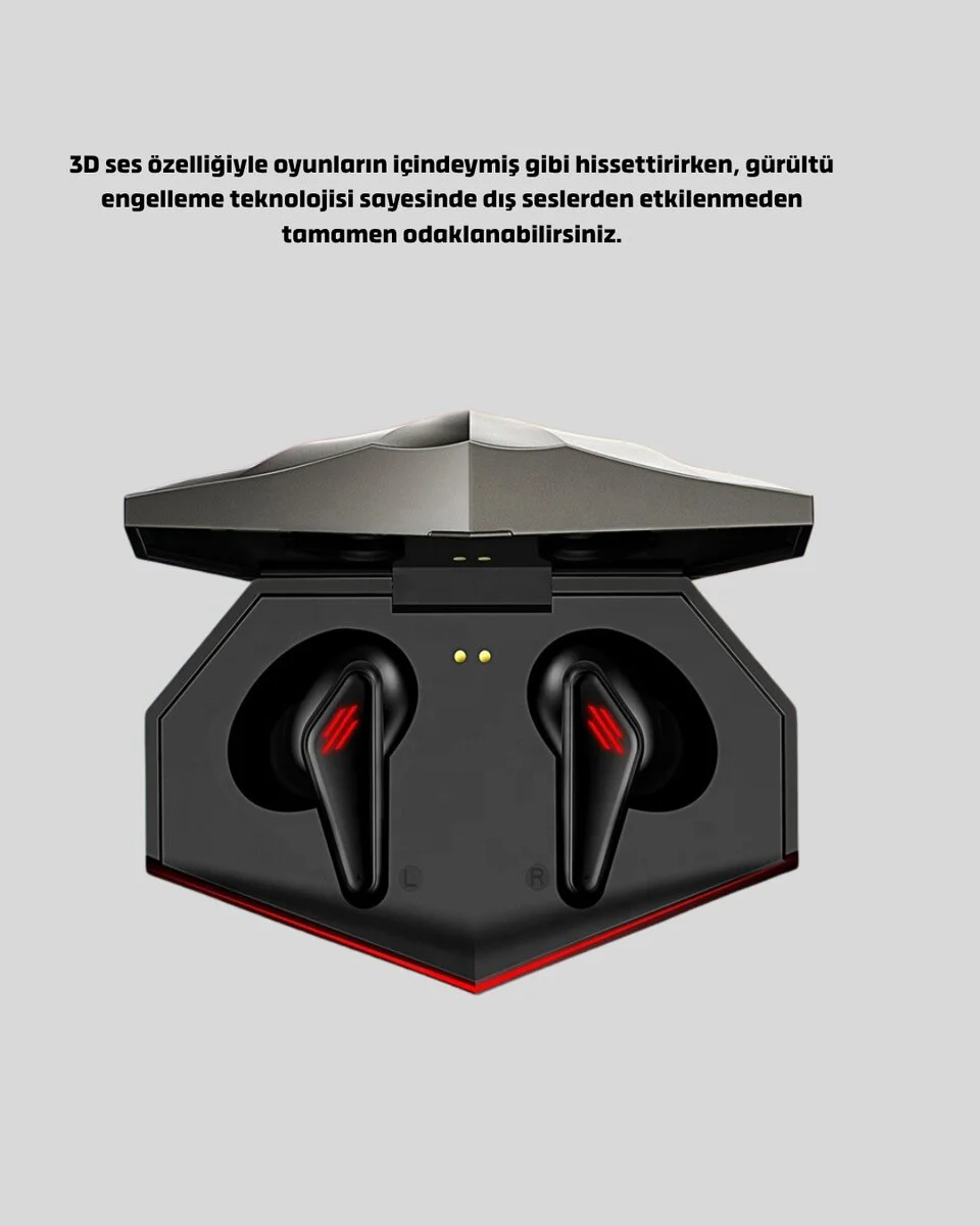 Kablosuz Bluetooth Kulaklık Düşük Gecikmeli 3D Ses ve LED Işıklı Tasarım