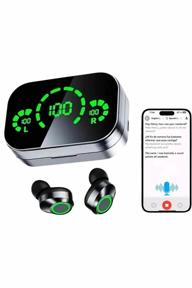 Kablosuz Bluetooth Kulaklık Çift Telefon Destekli Powerbanklı Dijital Göstergeli - Suya ve Ter Dayanıklı Spor Kulaklık
