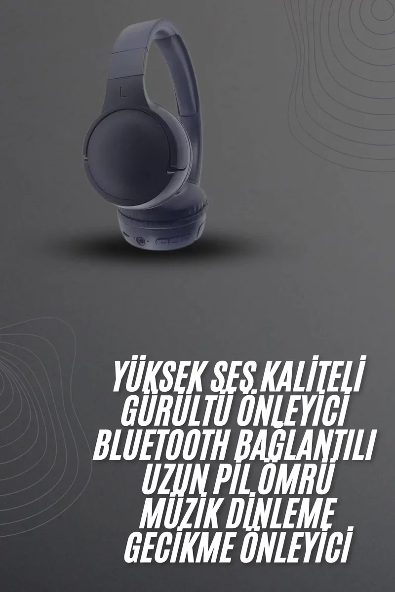 Kablosuz Bluetooth Kulaklık Kulak Üstü Ayarlanabilir Uzun Ömürlü 