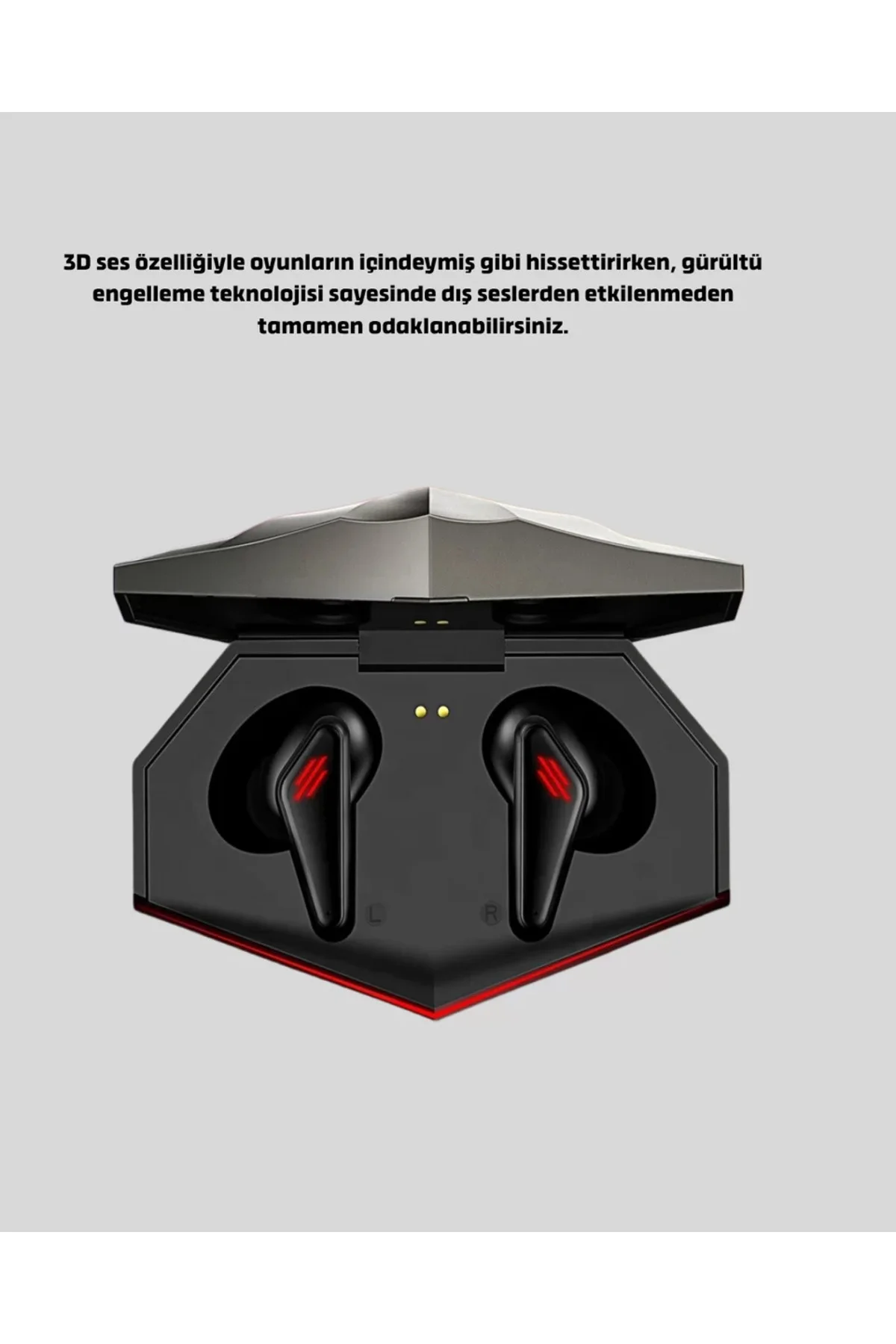 Kablosuz Bluetooth Kulaklık Düşük Gecikmeli 3D Ses ve LED Işıklı Tasarım - Görsel 3