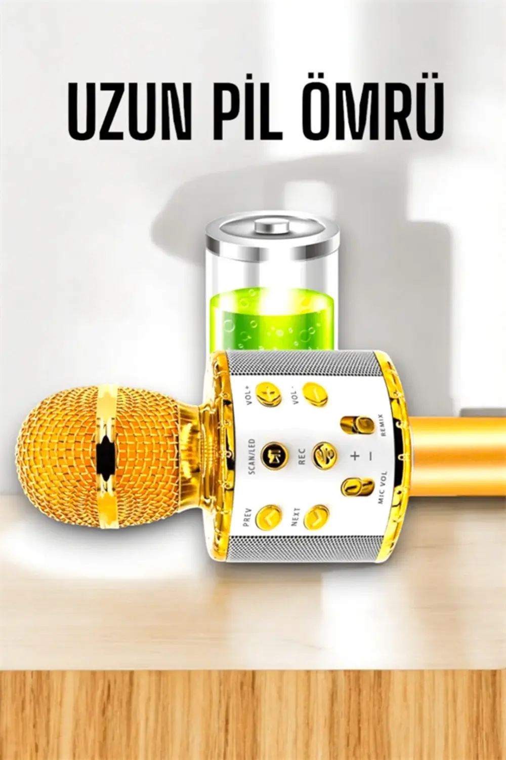 Kablosuz Bluetooth Karaoke Mikrofon USB ve AUX Girişli, Yüksek Se