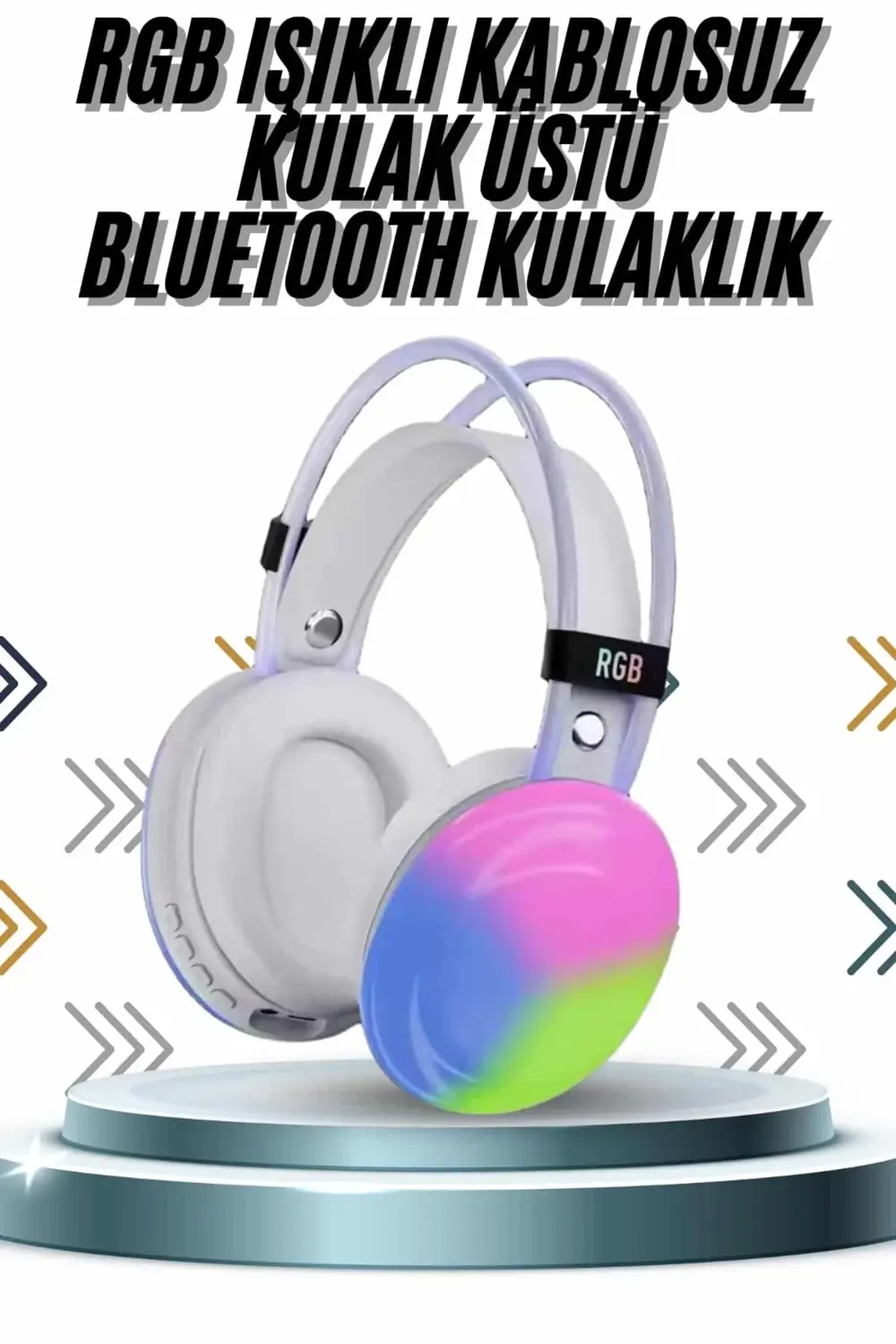 Kablosuz Bluetooth Kulaklık RGB Işıklı Kulak Üstü 5.3 Bluetooth B