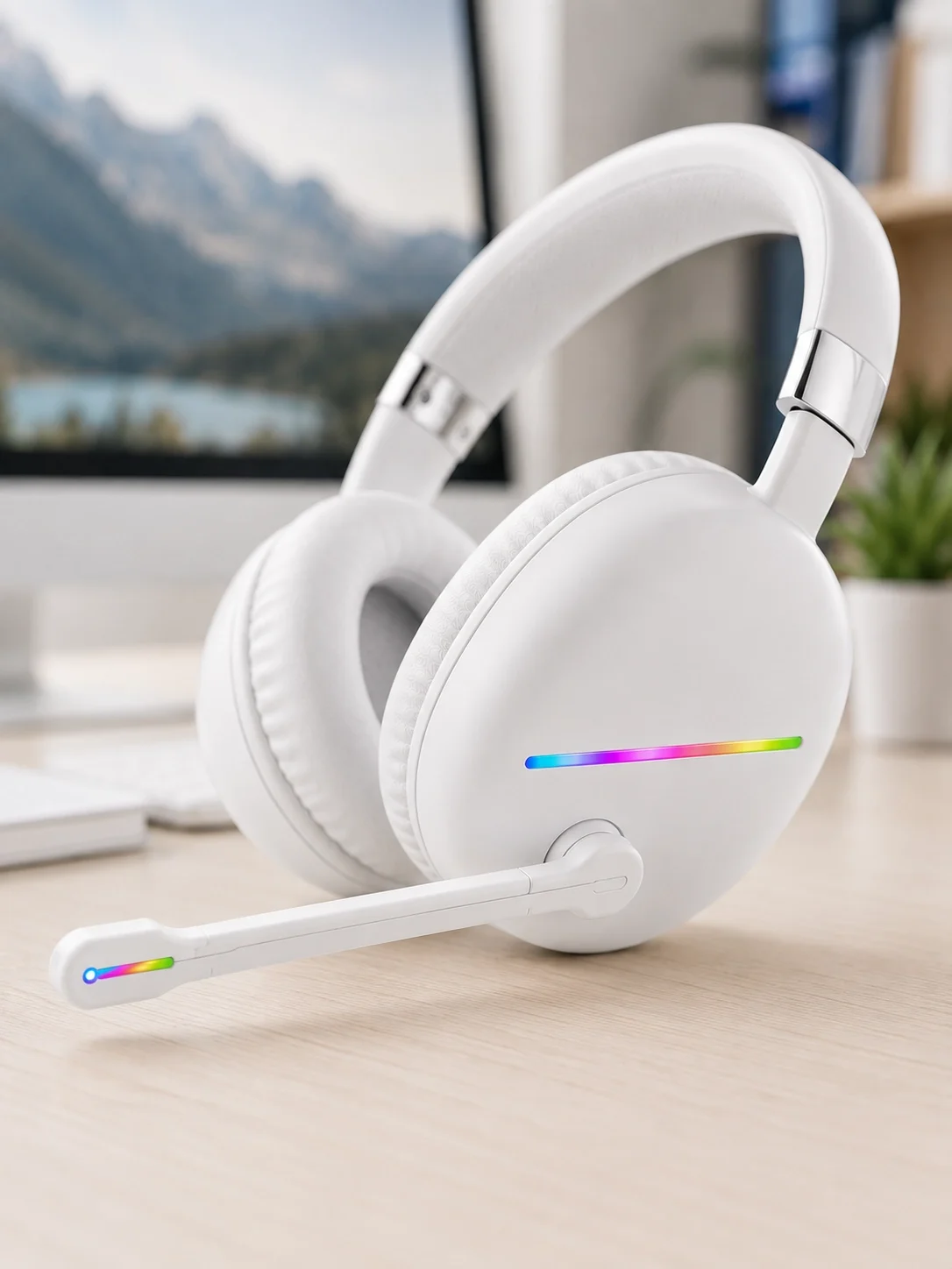 Kablosuz Bluetooth Mikrofonlu Beyaz Kulaklık  RGB Işıklı Fiyatı, Yorumları ve Özellikleri
