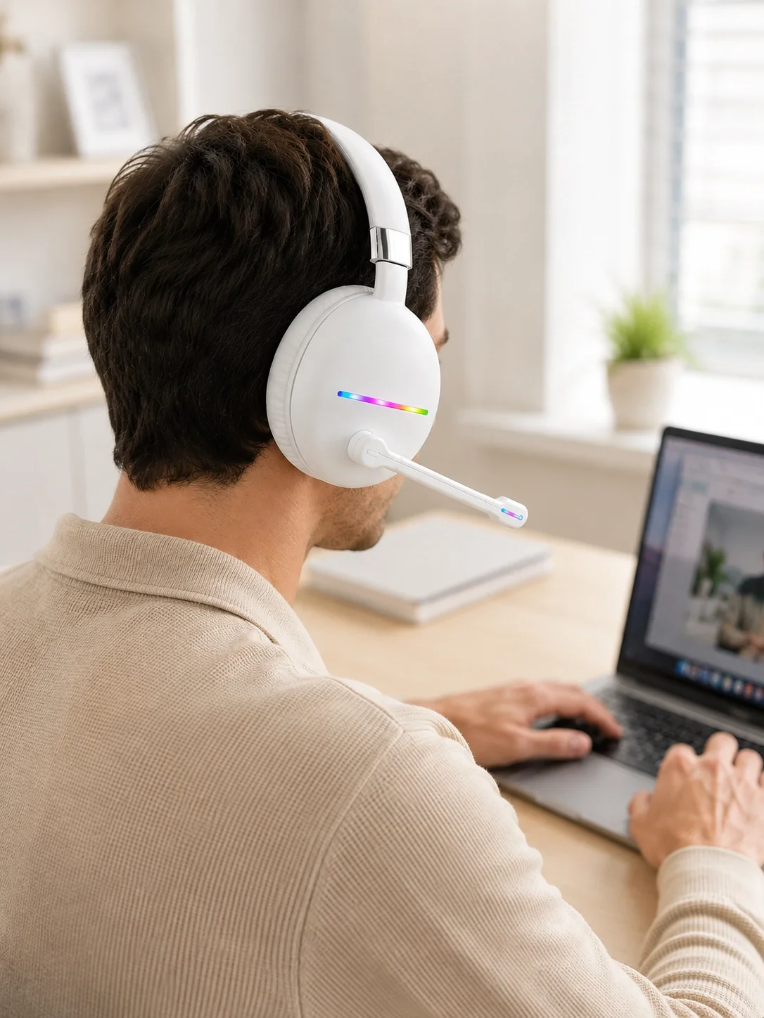 Kablosuz Bluetooth Mikrofonlu Beyaz Kulaklık  RGB Işıklı Fiyatı, Yorumları ve Özellikleri