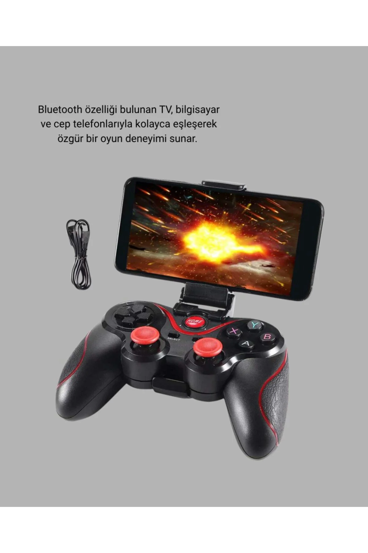 Kablosuz Bluetooth Oyun Kolu Mobil TV PC Uyumlu Ergonomik Tasarım