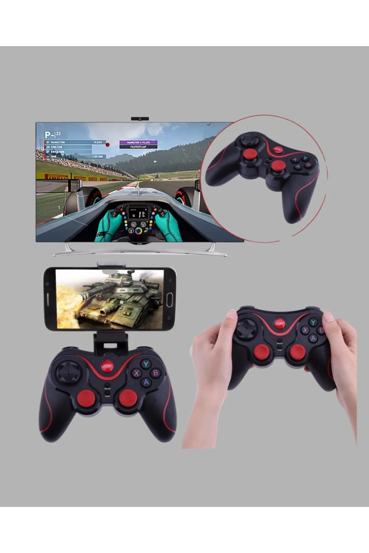 Kablosuz Bluetooth Oyun Kolu Mobil TV PC Uyumlu Ergonomik Tasarım