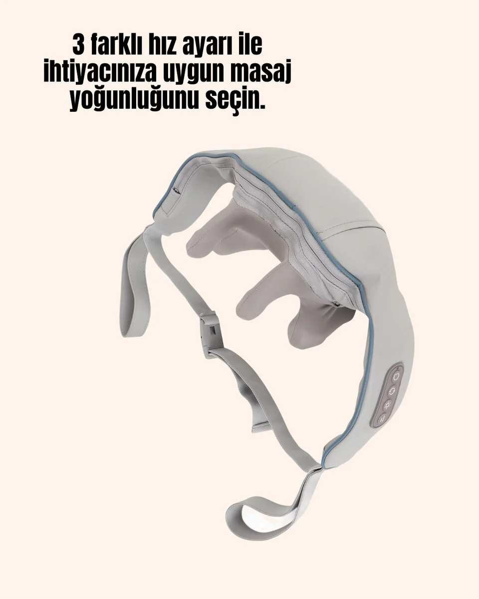 Kablosuz Boyun ve Omuz Masaj Aleti - Isıtmalı 3D Yoğurma Teknolojisi ile Rahatlama