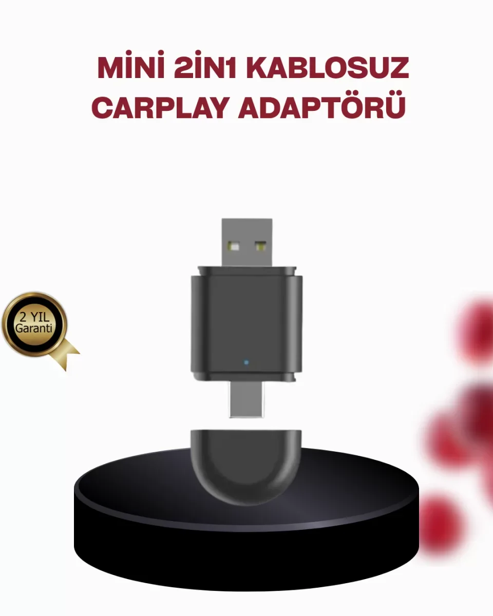 Kablosuz CarPlay Adaptörü – Bluetooth 5.4 ve Wi-Fi 6 Teknolojili Tak &amp; Çalıştır Dönüştürücü - Lisinya