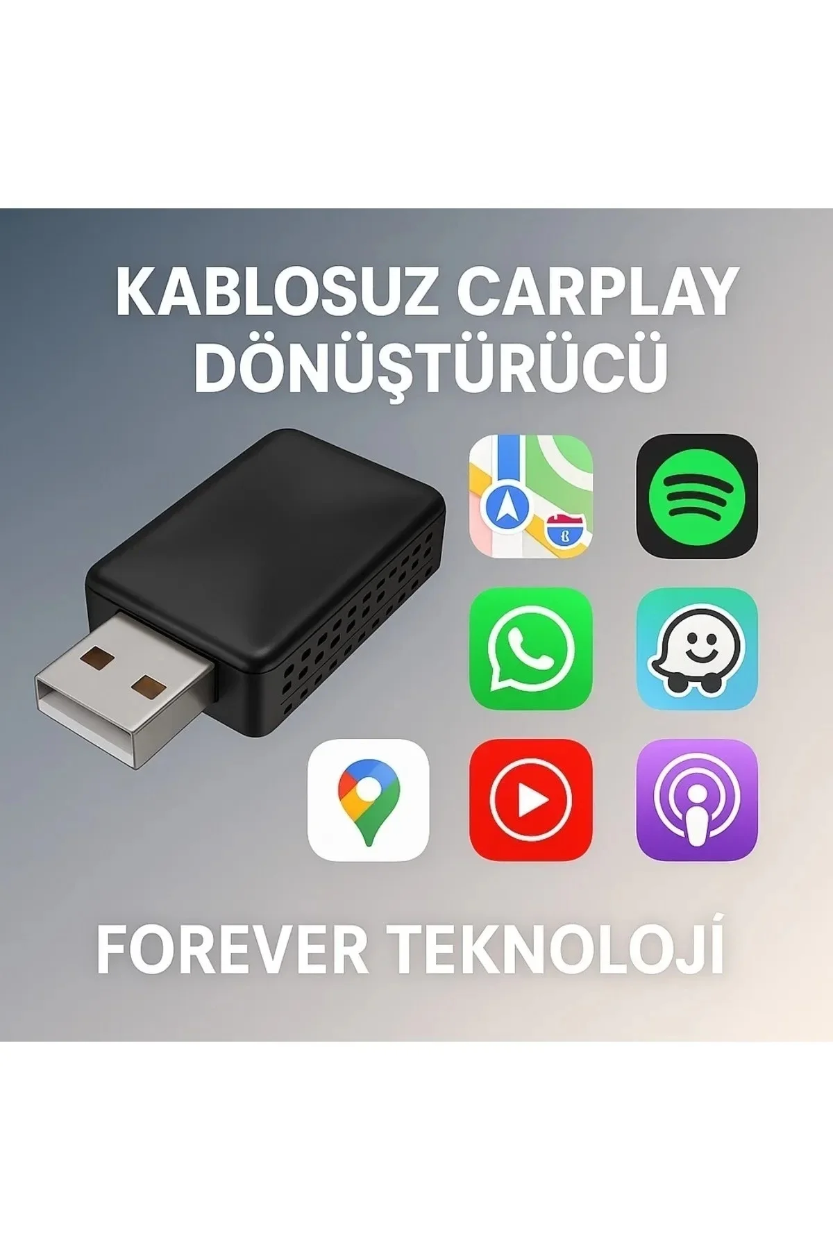 Kablosuz CarPlay &amp; Android Auto Adaptörü - Apple ve Android Cihazlar İçin Evrensel Wireless Carplay Çevirici