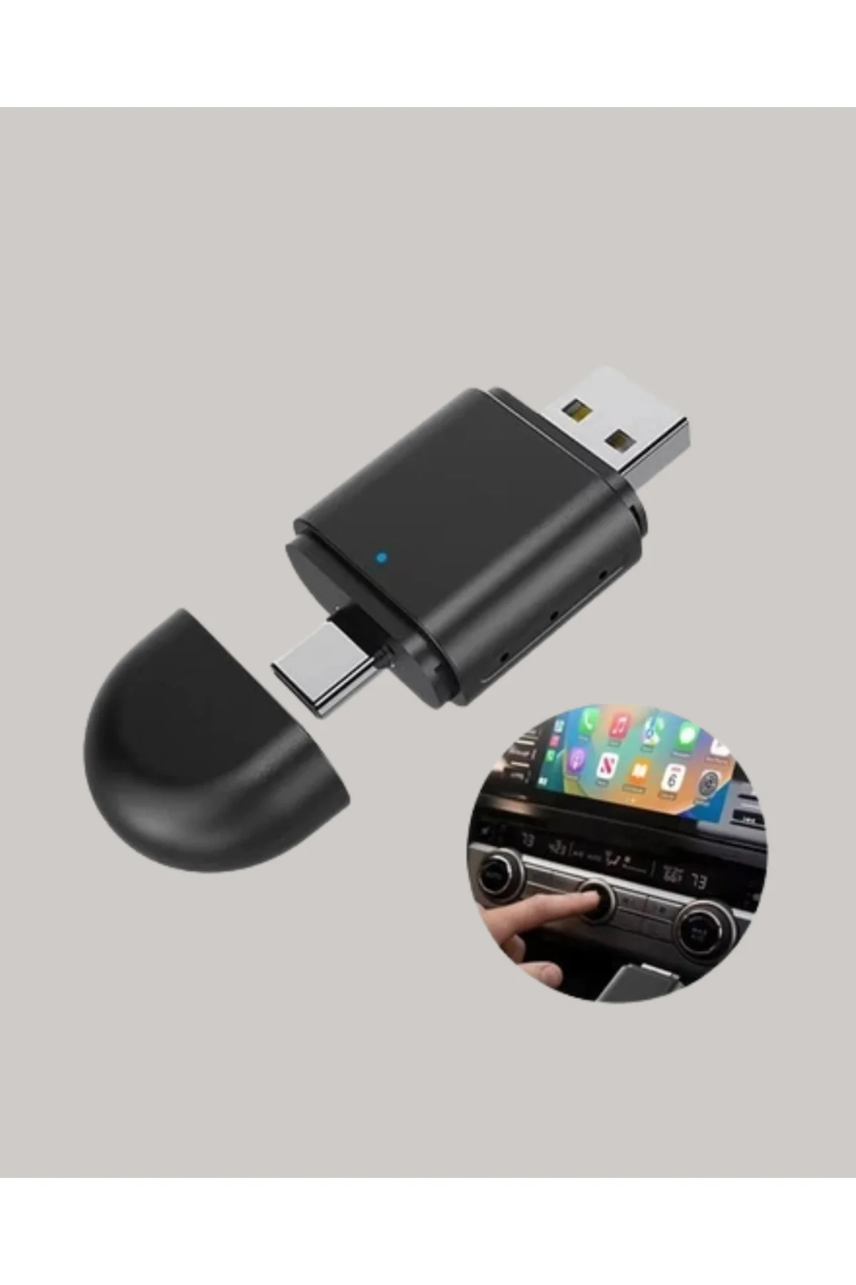 Kablosuz CarPlay ve Android Auto Dönüştürücü – USB-A & Type-C Gir