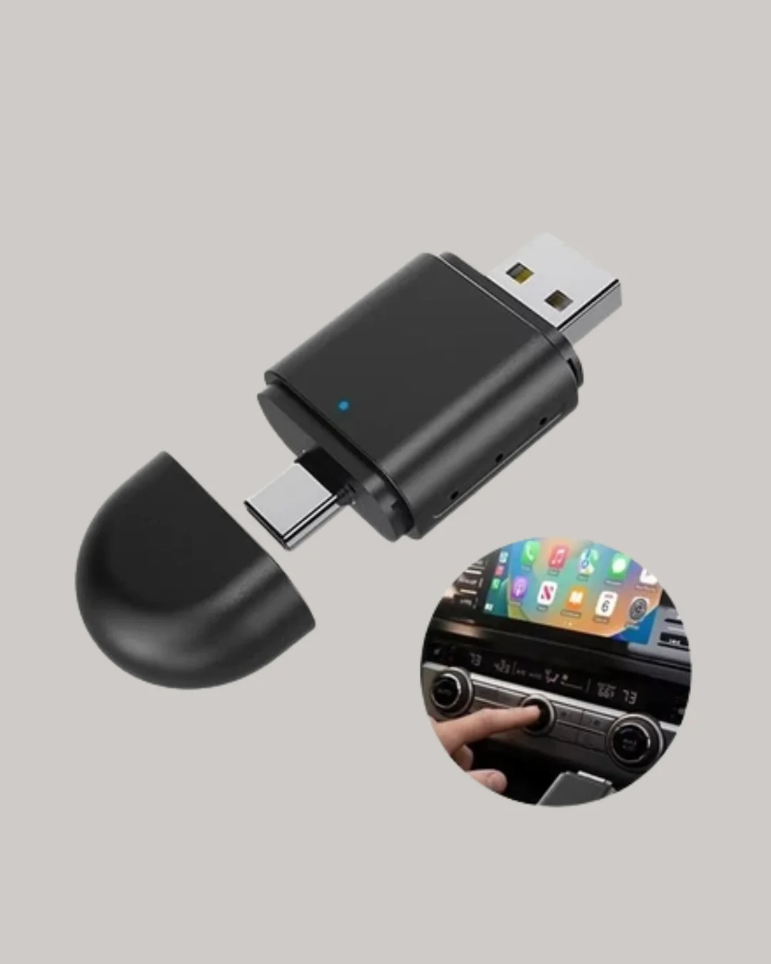 Kablosuz CarPlay ve Android Auto Dönüştürücü – USB-A &amp; Type-C Girişli Akıllı Adaptör
