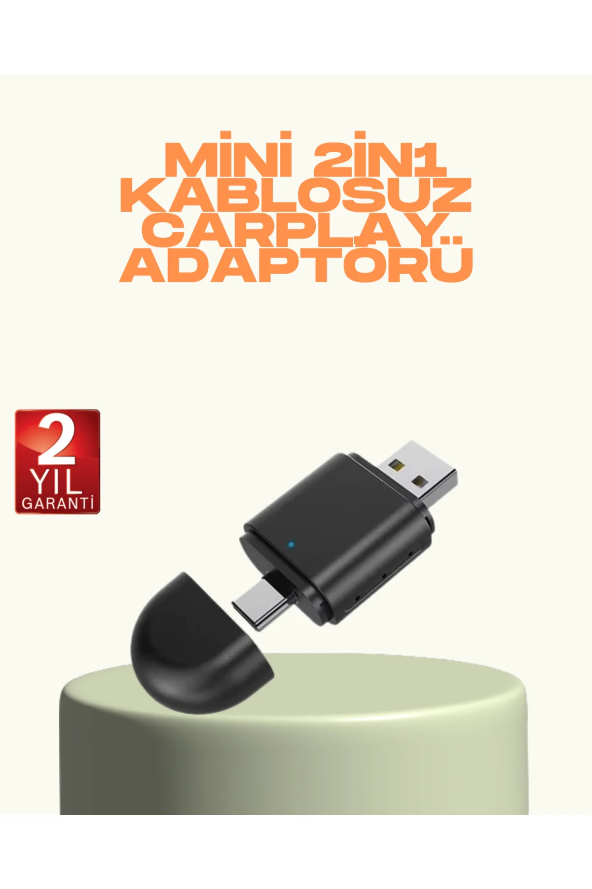 Kablosuz CarPlay ve Android Auto Adaptörü – USB-A & Type-C Girişl