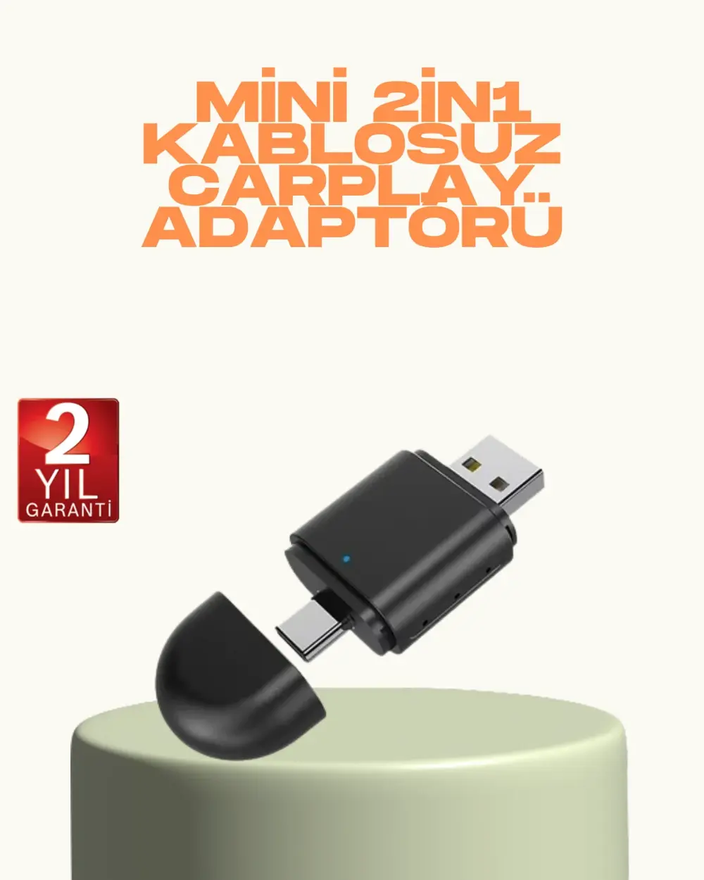 Kablosuz CarPlay ve Android Auto Adaptörü – USB-A & Type-C Girişl