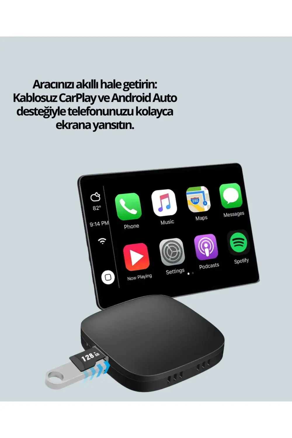 Kablosuz CarPlay ve Android Auto Dönüştürücü Adaptör