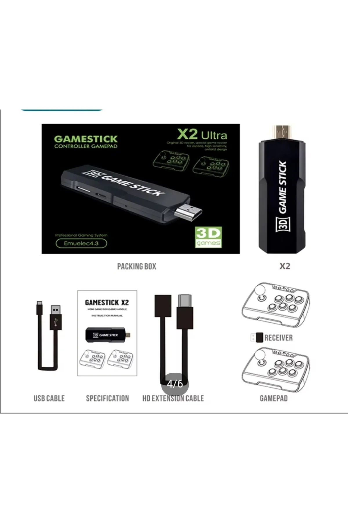 Kablosuz çift joystickli retro video oyun makinesi Bluetooth özellikli kırmızı renkli