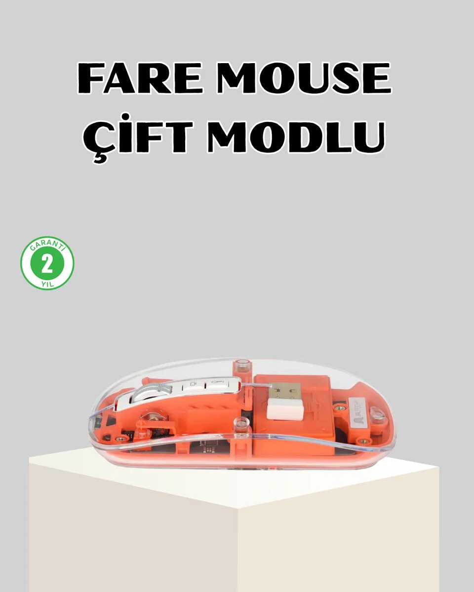 Kablosuz Çift Modlu Mouse – Bluetooth 5.0 & 2.4GHz ile 3 Cihaz Hızlı Geçiş
