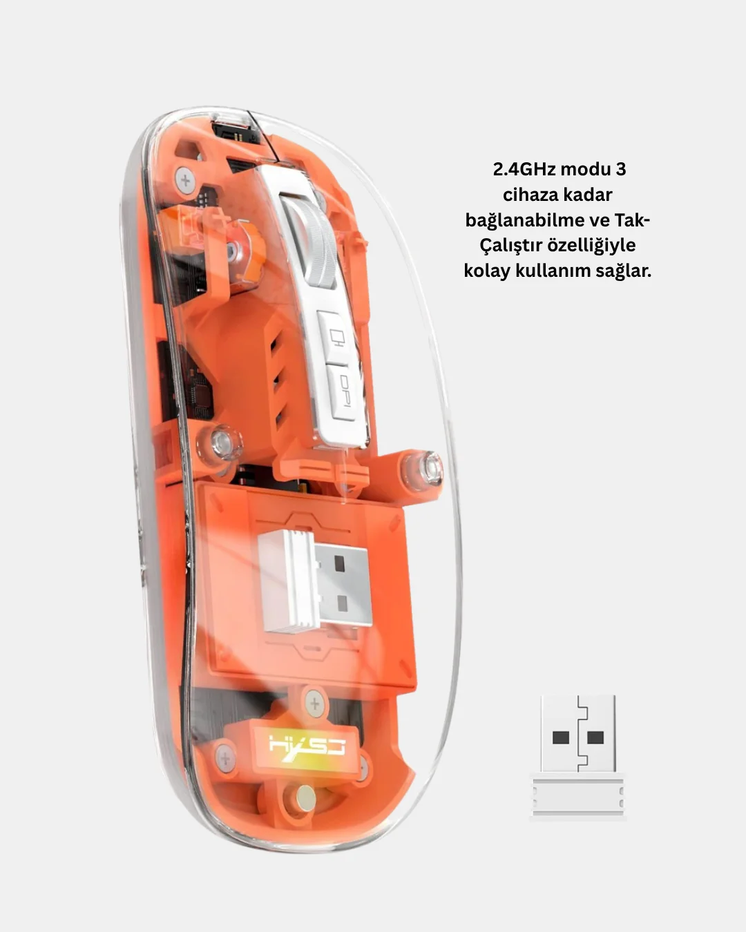 Kablosuz Çift Modlu Mouse – Bluetooth 5.0 + 2.4GHz