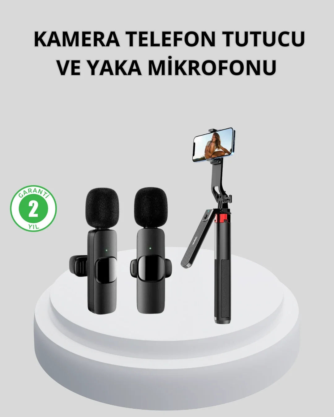 Kablosuz Çift Yaka Mikrofonu ve Tripodlu Selfie Çubuğu İçerik Üretici Seti Fiyatı, Yorumları ve Özellikleri