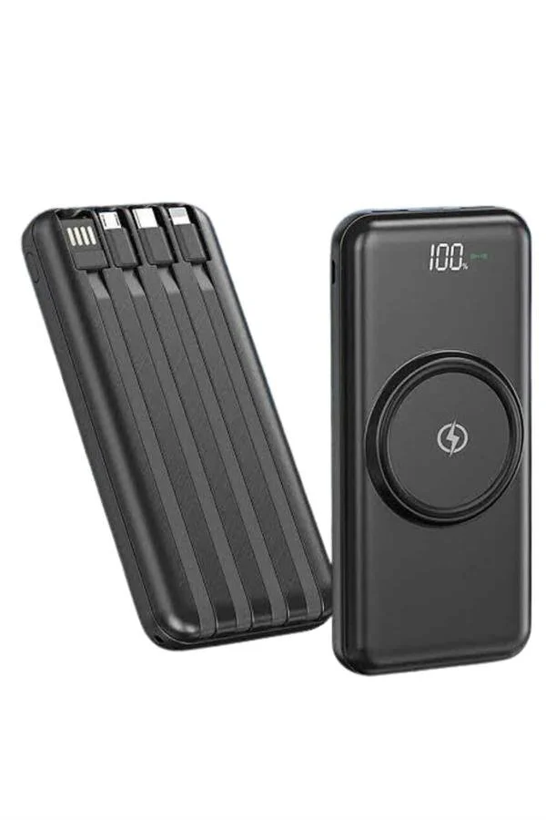 Kablosuz Çoklu Şarj Girişli 10.000 Mah Kablolu Powerbank Taşınabilir