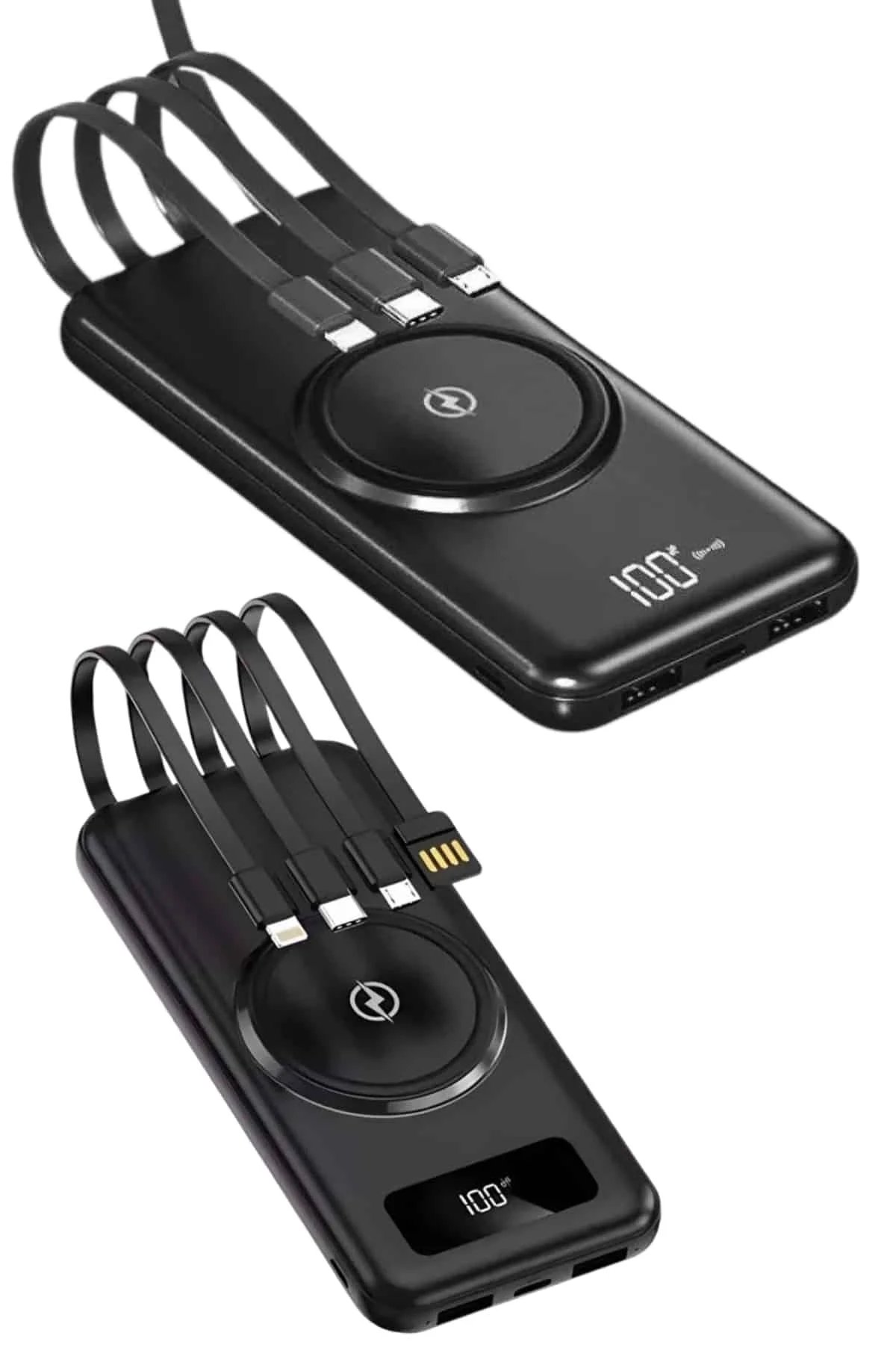 Kablosuz Çoklu Şarj Girişli 10.000 Mah Kablolu Powerbank Taşınabilir - Görsel 5