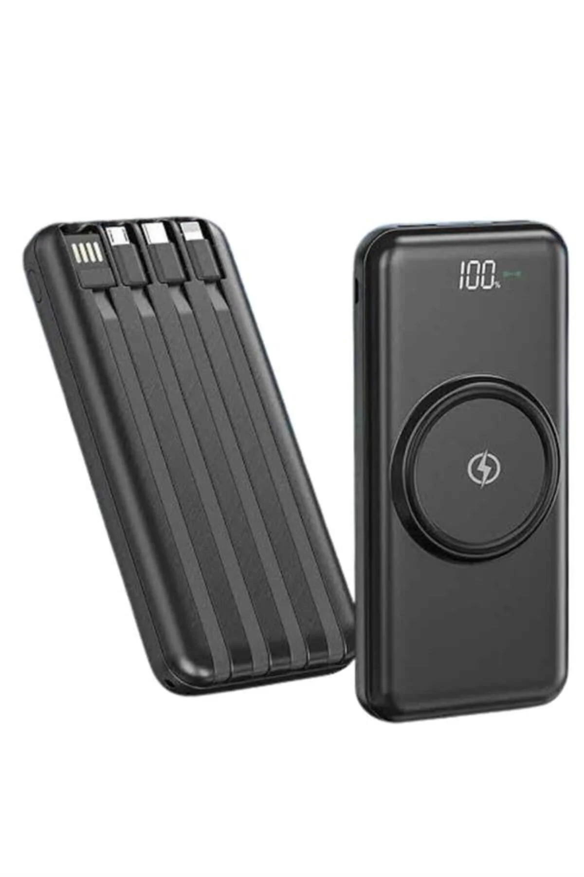 Kablosuz Çoklu Şarj Girişli 10.000 Mah Kablolu Powerbank Taşınabi