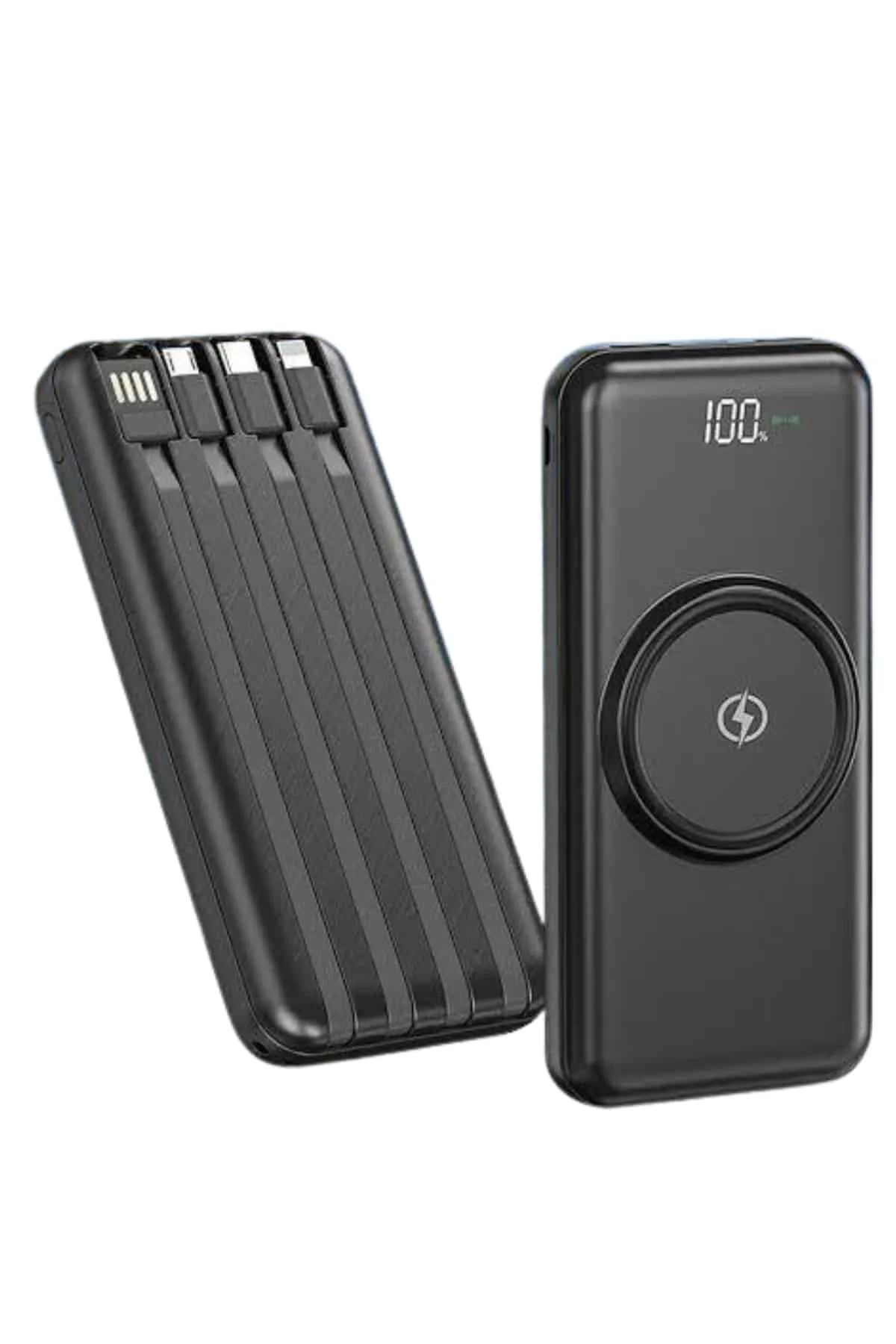 Kablosuz Çoklu Şarj Girişli 10.000 Mah Kablolu Powerbank Taşınabilir