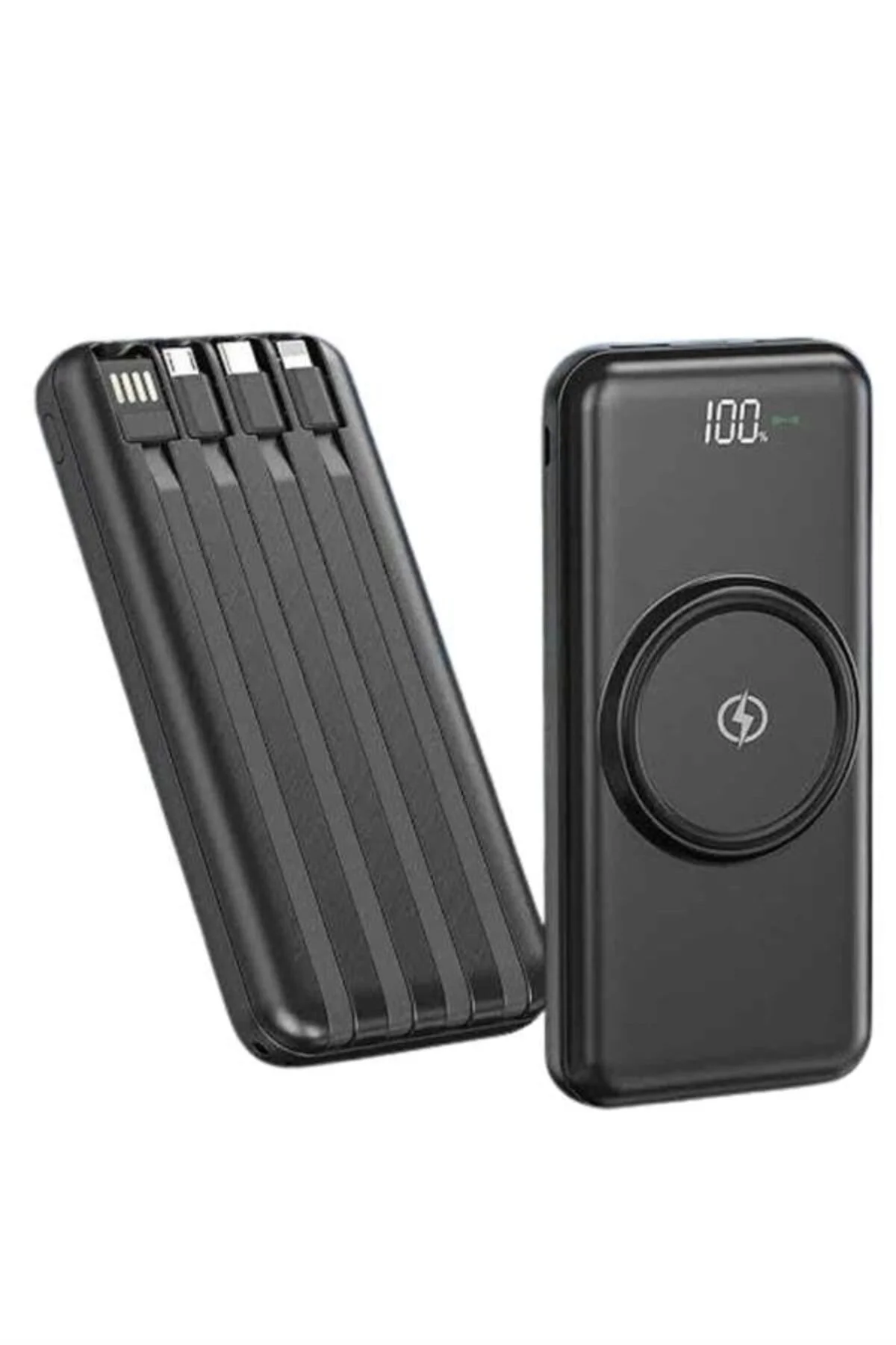 Kablosuz Çoklu Şarj Girişli 10.000 Mah Kablolu Powerbank Taşınabilir