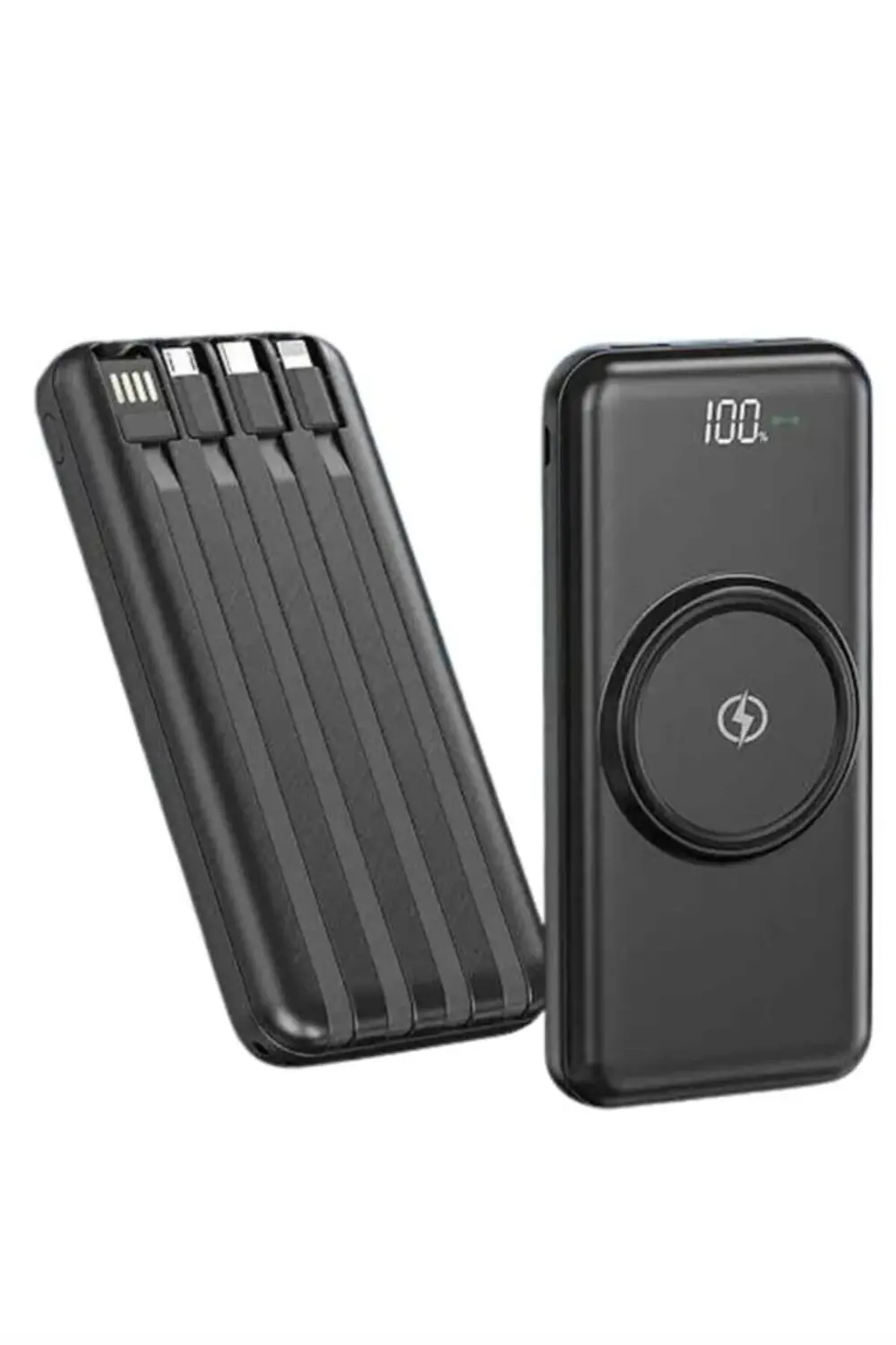 Kablosuz Çoklu Şarj Girişli 10.000 Mah Kablolu Powerbank Taşınabi