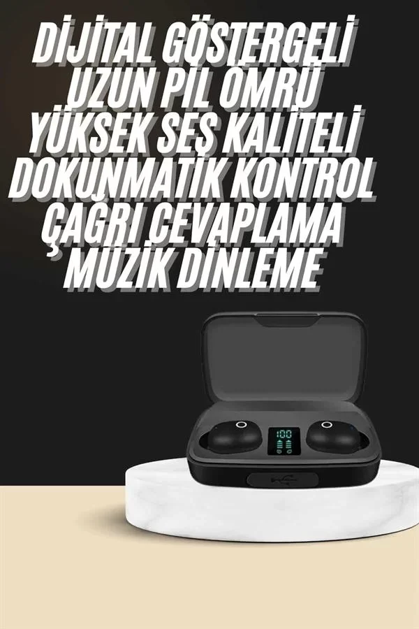 Kablosuz Dijital Göstergeli Çağrı Cevaplayabilen TWS 5.0 Bluetoot