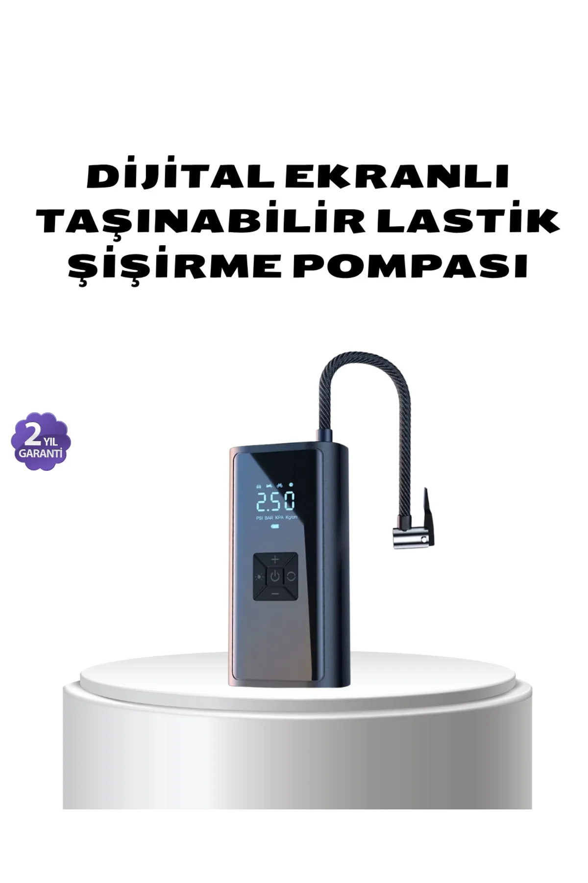 Kablosuz Dijital Lastik Şişirme Pompası LED Işıklı 80W