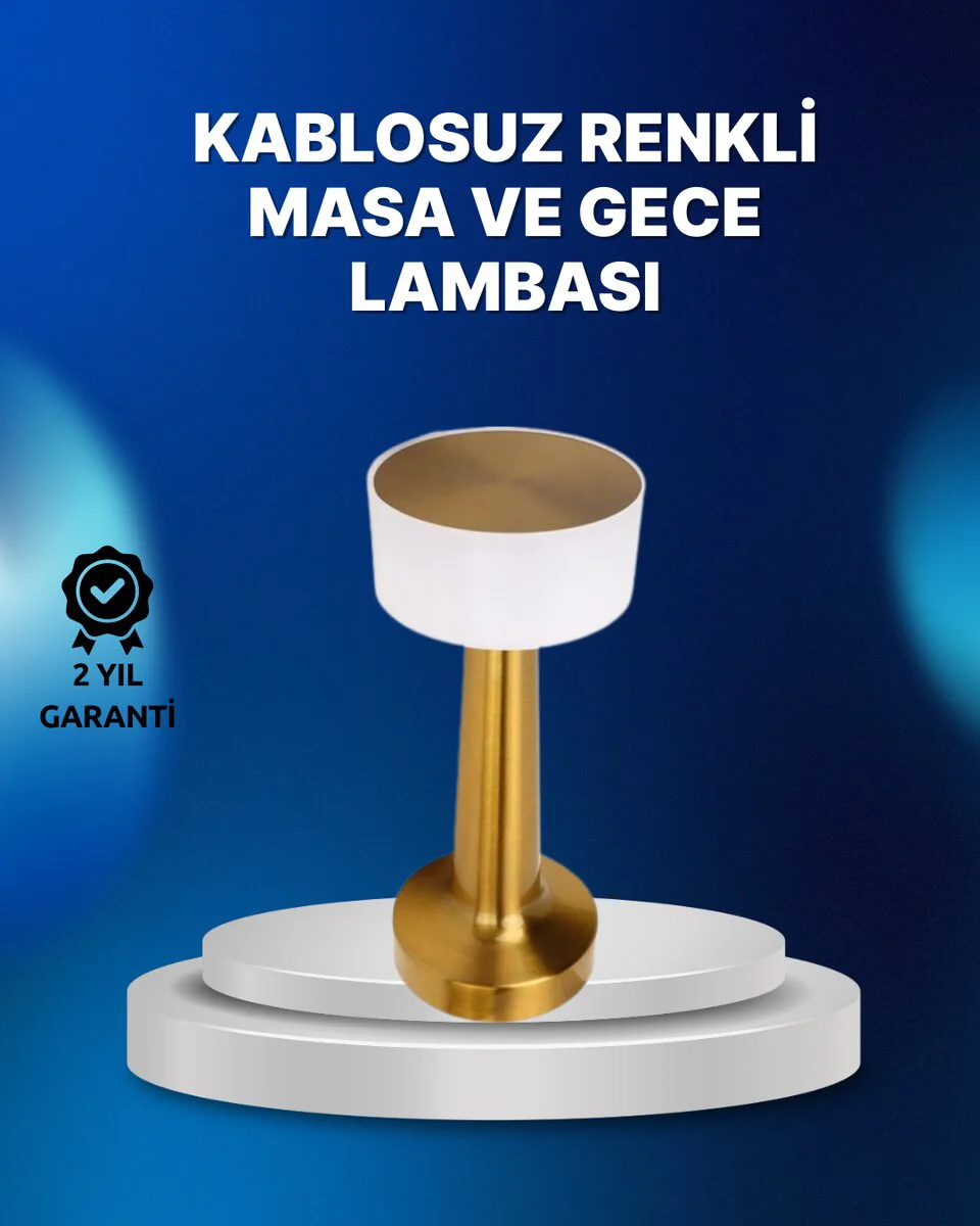 Kablosuz Dokunmatik Masa Lambası – Şık Metal Gövde USB Şarjlı, 3 Seviye Parlaklık