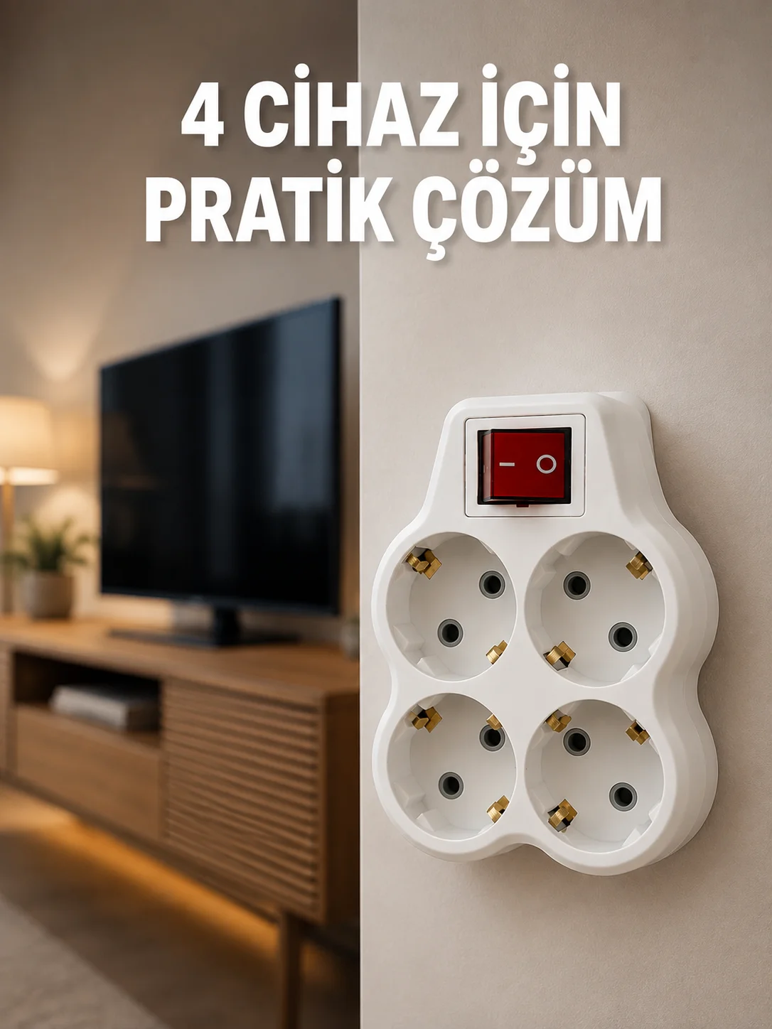 Kablosuz Duvar Tipi 4’lü Priz Çoklayıcı Anahtarlı Elektrik Priz Çoğaltıcı Fiyatı, Yorumları ve Özellikleri