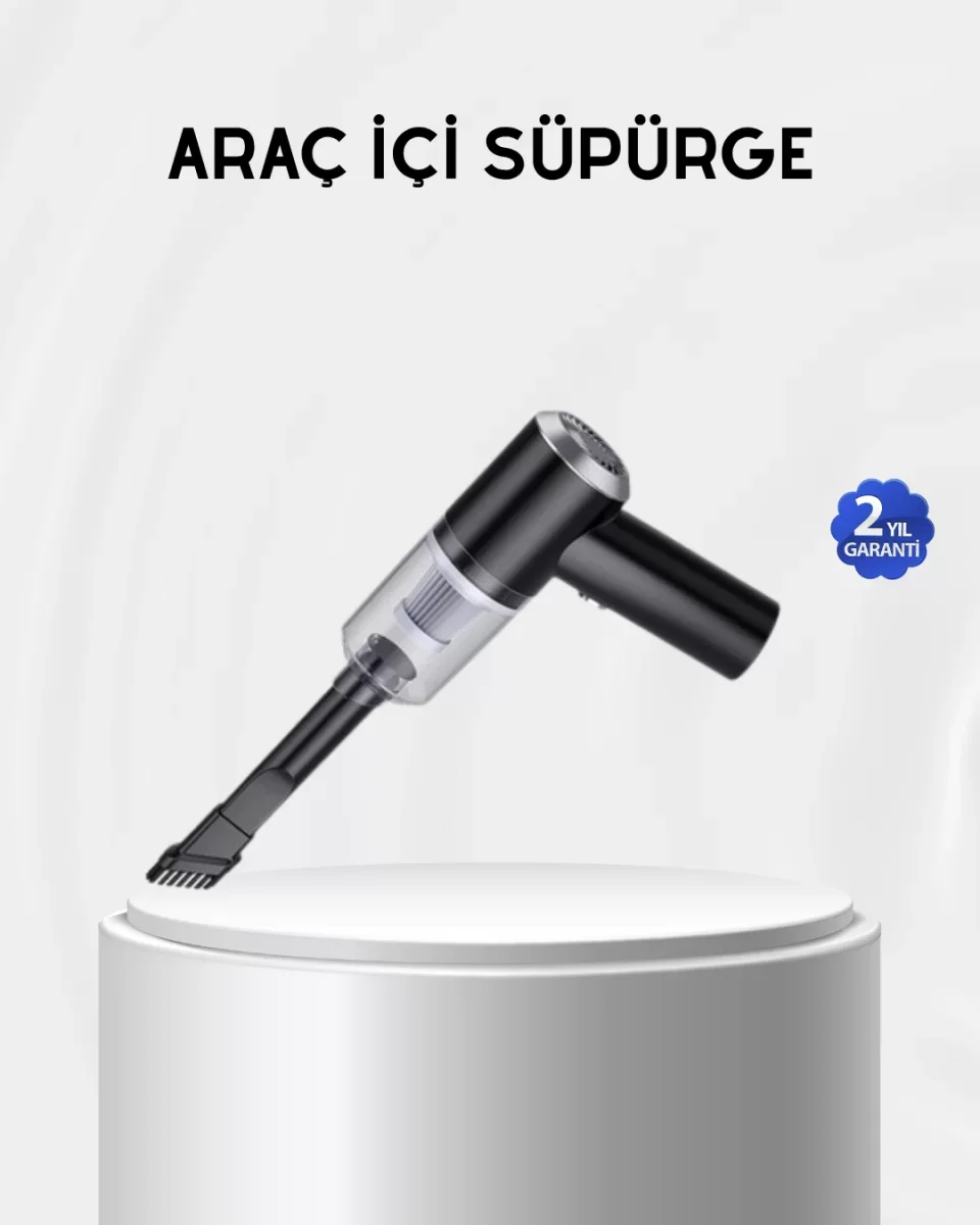 Kablosuz El Süpürgesi – Araç İçi Temizlik İçin 5500PA Güçlü Emiş, USB Şarjlı - Lisinya