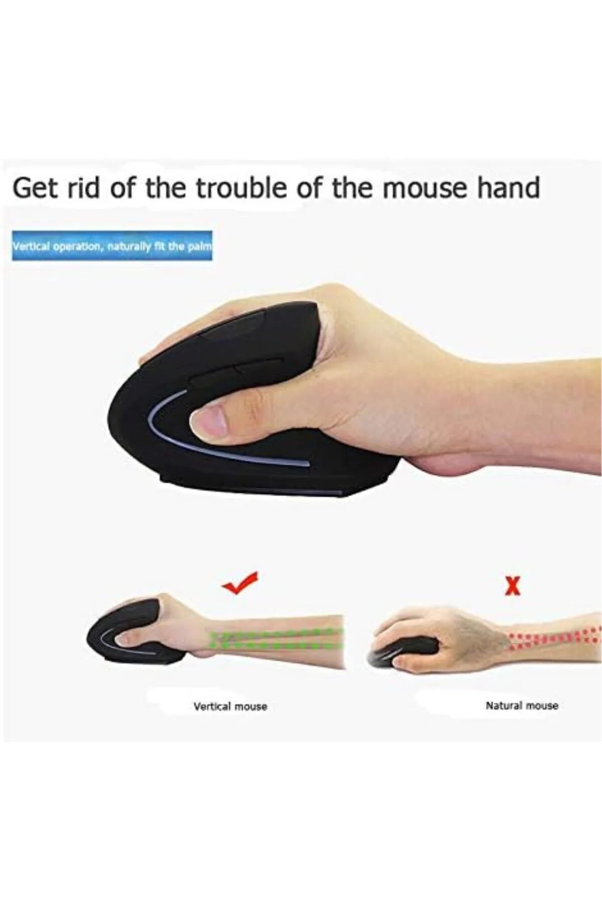 Kablosuz Ergonomik Dikey Mouse 800/1200/1600 DPI
