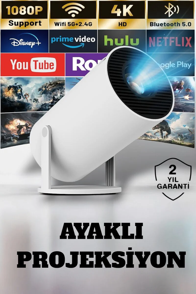 Kablosuz Full HD Projeksiyon - 160 ANSI Lümen, 130 İnç Ekran, 4K Uyumluluk