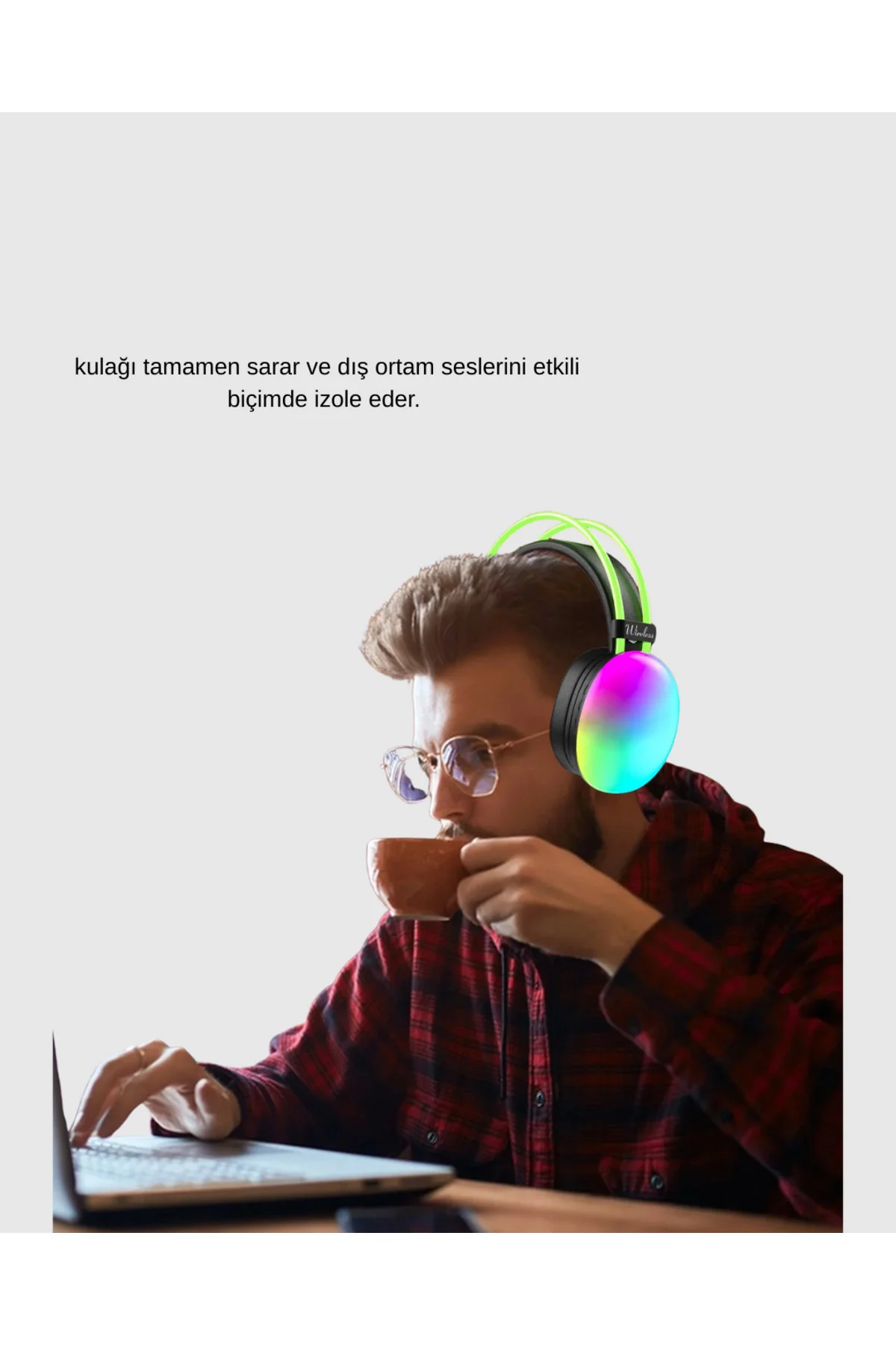 Kablosuz Gaming Kulaklık RGB Aydınlatmalı Bluetooth 5.3 Uzun Pil 