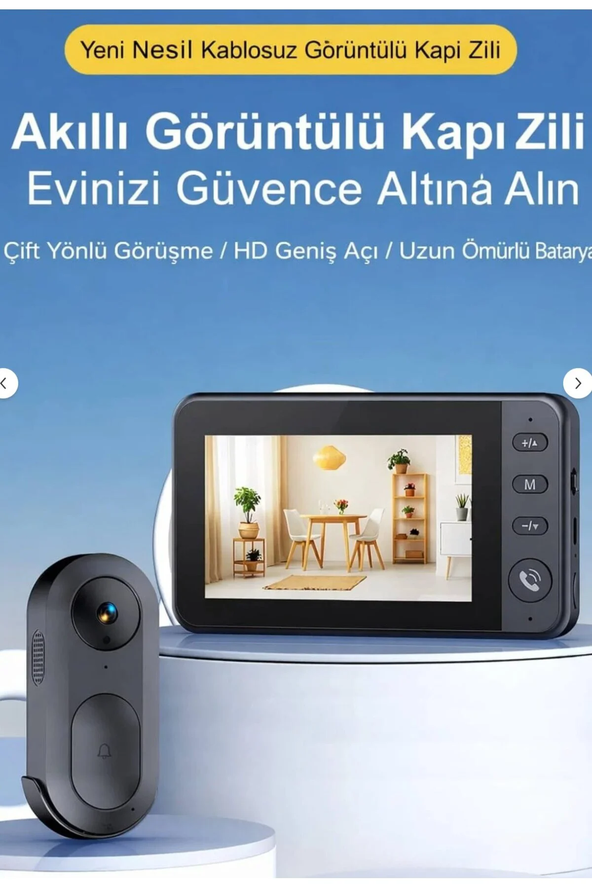 Kablosuz Görüntülü Kapı Zili 4.3 İnç IPS Ekran Çift Yönlü Konuşma Gece Görüşlü Şarjlı Akıllı Kapı Zili Kablosuz Görüntülü Kapı Zili 4.3 İnç IPS Ekran Çift Yönlü Konuşma Gece Görüşlü Şarjlı Akıllı Kapı Zili