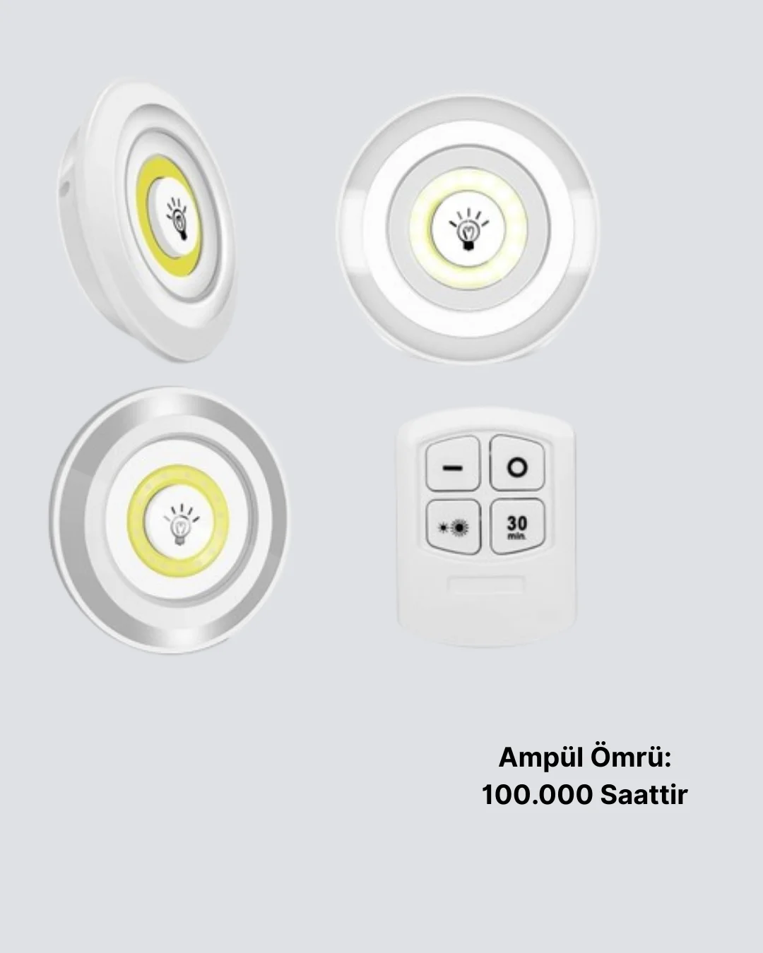 Kablosuz Gün Işığı 3’lü LED Spot Lamba Kumandalı