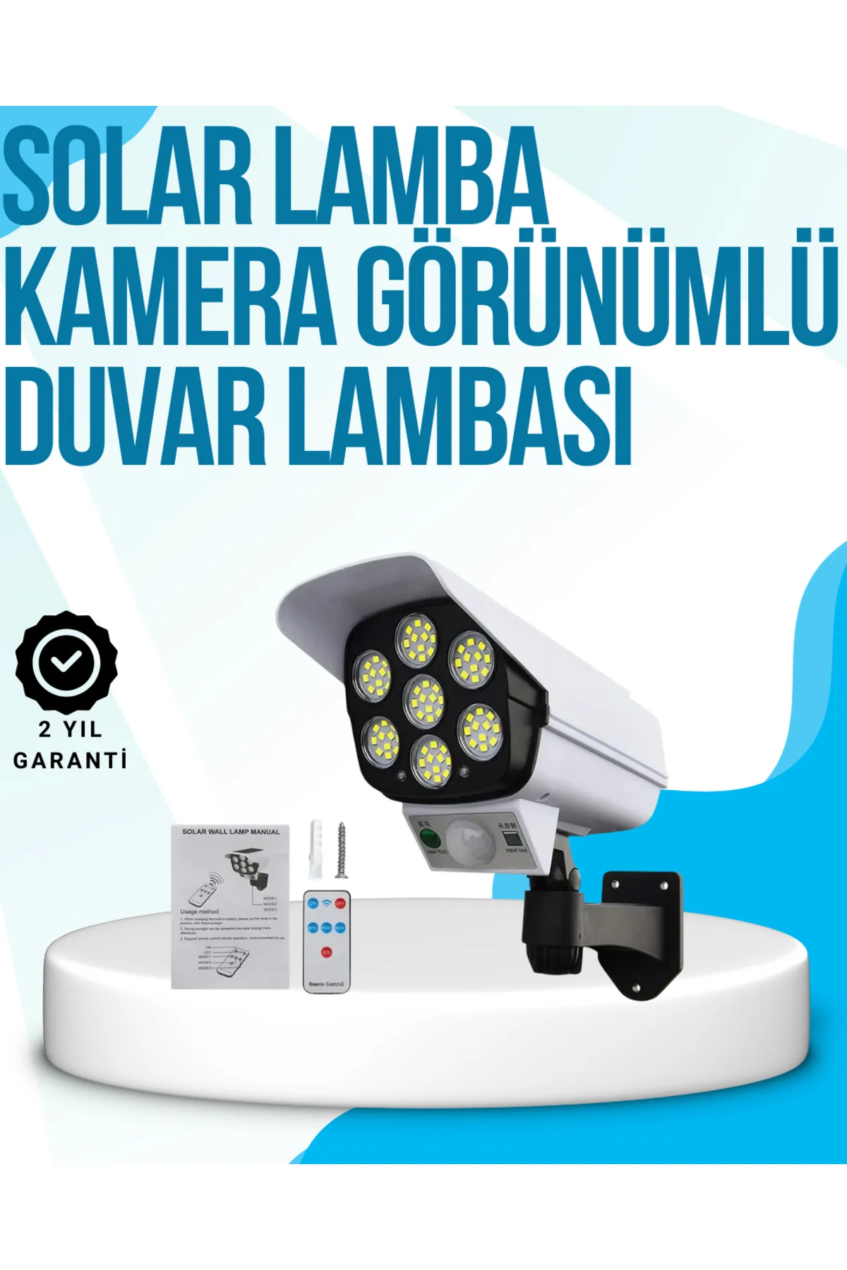 Kablosuz, Güneş Paneliyle Şarj Olan Dış Mekan Lambası – 8-10 Saat