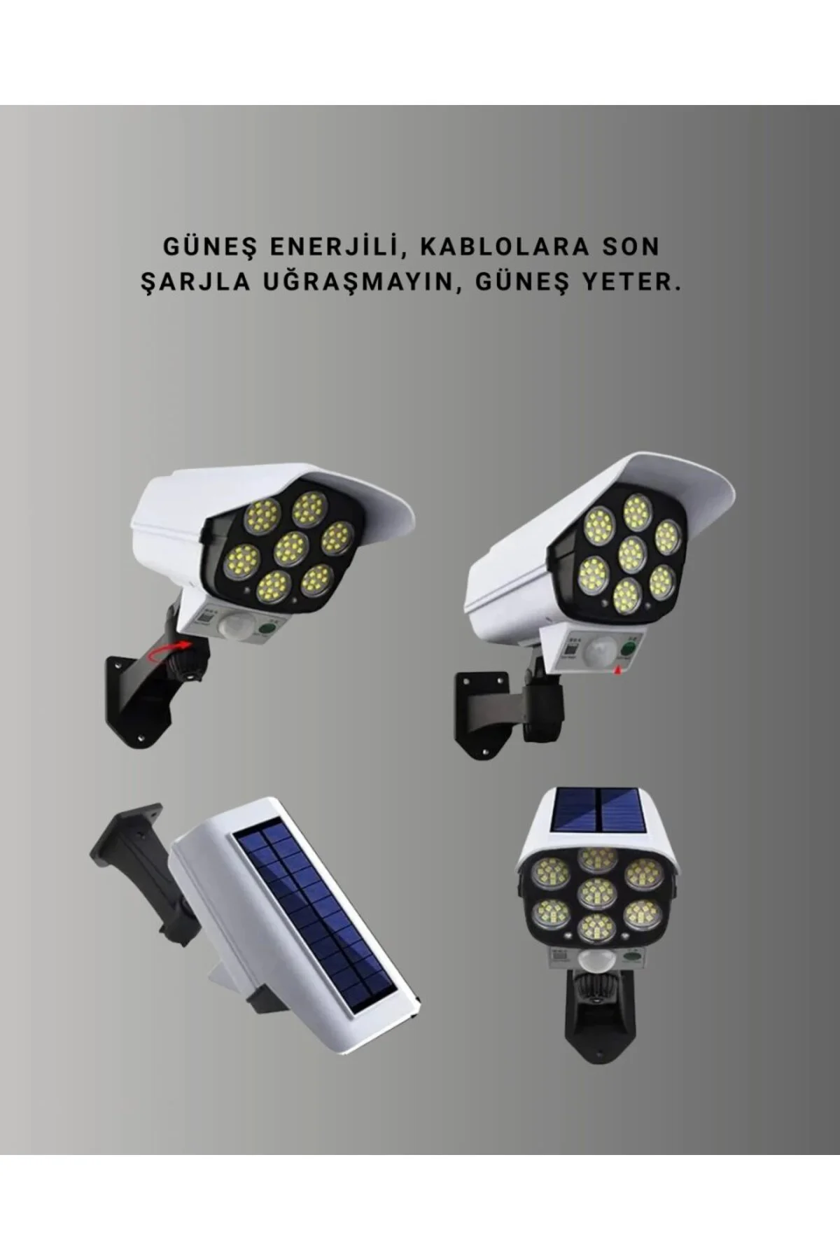 Kablosuz, Güneş Paneliyle Şarj Olan Dış Mekan Lambası – 8-10 Saat