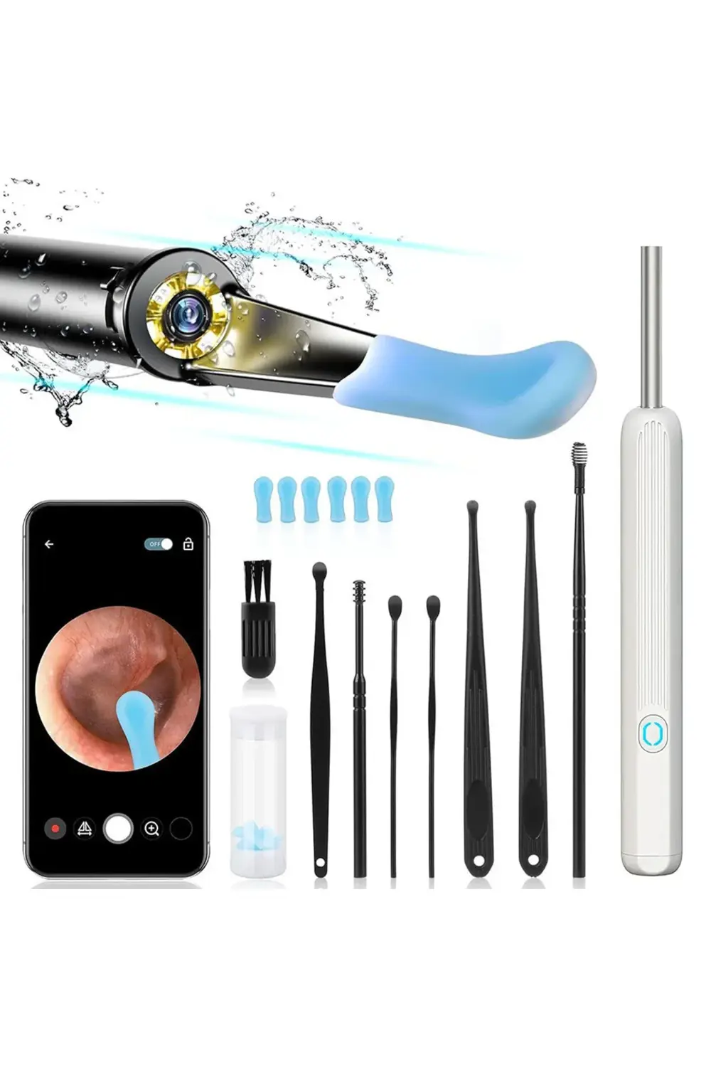 Kablosuz Hd Kameralı Kulak Temizleme Seti 360° açı 1296P Wifi Bağ